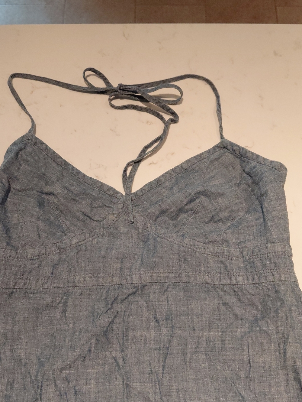 GAP Light Blue Chambray Tie-Strap Dress